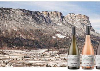Da sinistra, i Fallwind Chardonnay, Pinot Noir Rosé e la Riserva Pinot Noir